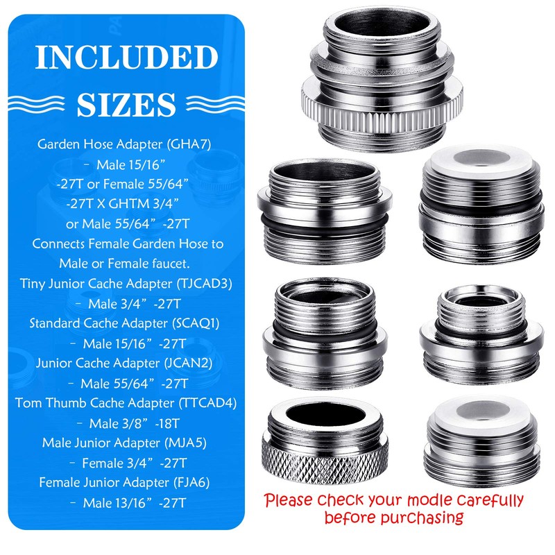 Hotop 7 Pieces Faucet Adapter Kit, Kitchen Sink Brass Aerator