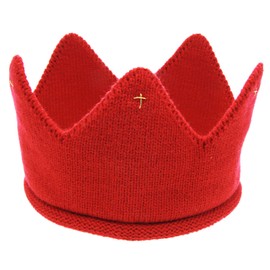 Baby Birthday Party Crown Headband Hat, Knitted Hat Warm Beanie Cap.(LDZ28) (Red)