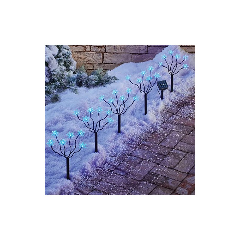 Collections Etc Solar Powered Snowflake Path Light Stakes - Set