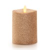 Luminara Realistic LED Moving Flame Pillar Candle, Gold Metallic Glitter,