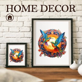 KAAYEE Wooden Jigsaw Puzzles-Wooden Puzzle Adult Unique Shape Advanced Hummingbird Wooden Jigsaw Puzzle for Adult, Family Puzzles 13.8 * 13.8in 300pcs