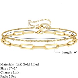 Gold Paperclip Bracelet Chain Link Bracelet Gold Layered Bracelets for Women Layering Bracelets