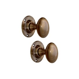 Infinity Decor Oval Mortice Door Knobs in Solid Brass- Victorian Period Style Door Pull Handles (Antique Brass)