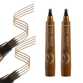 Boobeen 2Pcs Microblading Eyebrow Pencil - Waterproof Eyebrow Pen with a Micro-Fork Tip Applicator - Creates Natural Looking Brows Effortlessly