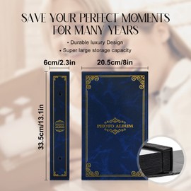 Lanpn Photo Album 6x4 Slip in, Traditional Classic 300 Pockets Photo Albums Holds Landscape Only 10x15cm Picture Blue