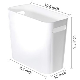 Youngever 1.5 Gallon Slim Trash Can, Plastic Garbage Container Bin, Small Trash Bin with Handles for Home Office, Living Room, Study Room, Kitchen, Bathroom (1 Pack White)