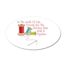 CafePress Quilt of Life Wall Decal 35"x21" Oval Wall Decal, Vinyl Peel, Reusable Cling