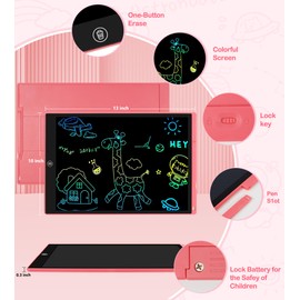 Colourful LCD Writing Board, 15 Inch LCD Writing Tablet for Children, Painting Board Children Electronic Toy from 3-8 Years Old Boy Girl Erasable Painting Tablet Children Christmas Gifts
