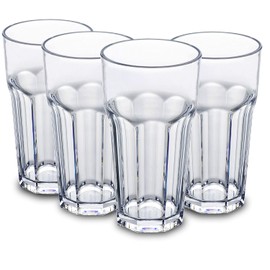 YINJOYI 410ml Clear Plastic Cups Tumblers Highball Drinking Glasses Tall Kids Water Beakers Reusable Glassware Picnic Drinkware