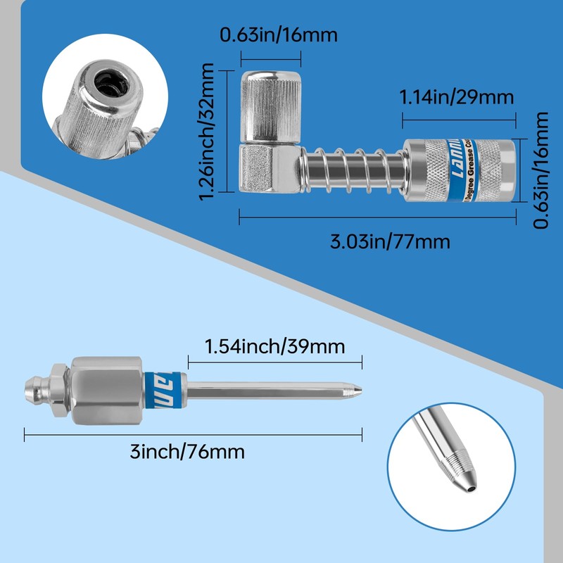 LANNIU Grease Gun Coupler Kit - 12000 PSI Strong Lock