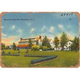 10 x 14 METAL SIGN - New Jersey Postcard - Montclair Golf Club, Montclair, N. J. - Vintage Rusty Look