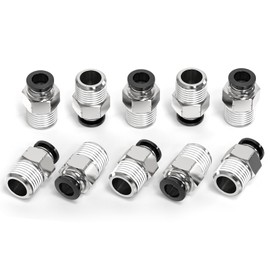ERGAOBOY 10 Pcs Male Straight 12MM Tube OD x 1/4" BSP Thread Push to Connect Fittings, Air Push Connect Tool Pneumatic Hose Fittings