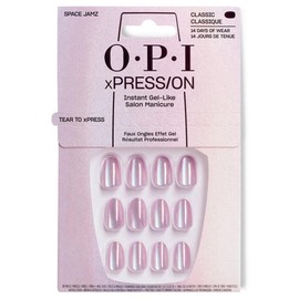 OPI xPRESS-ON Space Jamz - Sparkling Pink Short and Round Shaped Press On Nails - With Nail Glue - Long Lasting, Reusable and Non-Damaging False Nails