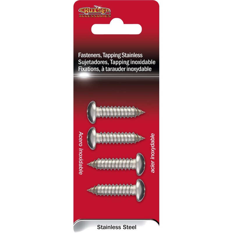 Cruiser Accessories 80430 License Plate Frame Fasteners, Tapping Stainless