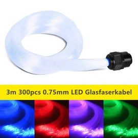 LED Fibre Optic Cable 3 m 300 Pieces 0.75 mm (0.03 in) PMMA Plastic End Glow LED Fibre Optic Cable for Starry Ceiling Lighting All Type Light Engine Drivers (no Fibre Optic Motor)
