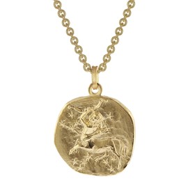 trendor 39070-12 Sagittarius Zodiac Sign Men's Necklace Diameter 20 mm Gold on Silver Zodiac Sign Timeless Necklace for Men, Great Gift Idea, Gold