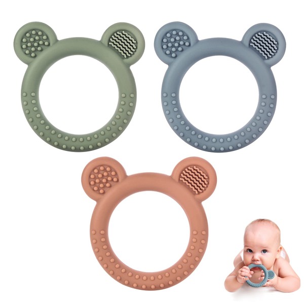 Eascrozn Baby Teething Toys Set of 3, Teethers for Babies
