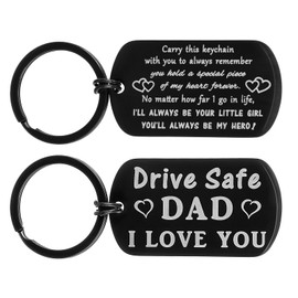 Tyqour Drive Safe Dad Keychain Gifts for Dad Christmas Birthday Gifts from Daughter Fathers Day Daddy Birthday Presents for Thanksgiving