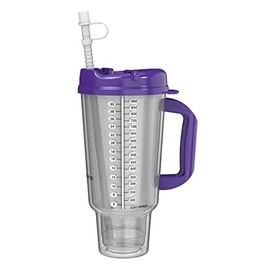 32 oz Double Walled Hospital Mug with Straw - Car Mug Fits in Most Cup Holders | Travel Mug (Electron Purple)