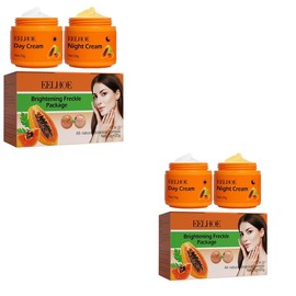 Papaya Brightening Cream, Moisturizing Face Day & Night Cream, Hydrating Nourishing Face Moisturizer, Face Lotion for Women and Men All Skin Types - Color: White + yellow, Specification: 1box