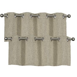 Kitchen Window Valance,Burlap Blackout Grommet Valance for Livining Room/Bathroom/Bedroom,52 Wx18 L Inches,1 Pack-Grey