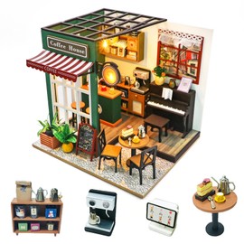 SICSHTOP DIY Miniature Dollhouse Kit, Elegant Vintage Style Wooden Doll House with Dessert, 3D Wooden Puzzle Mini Book House with LED for Adults, Holiday Birthday Present for Girls/Boys