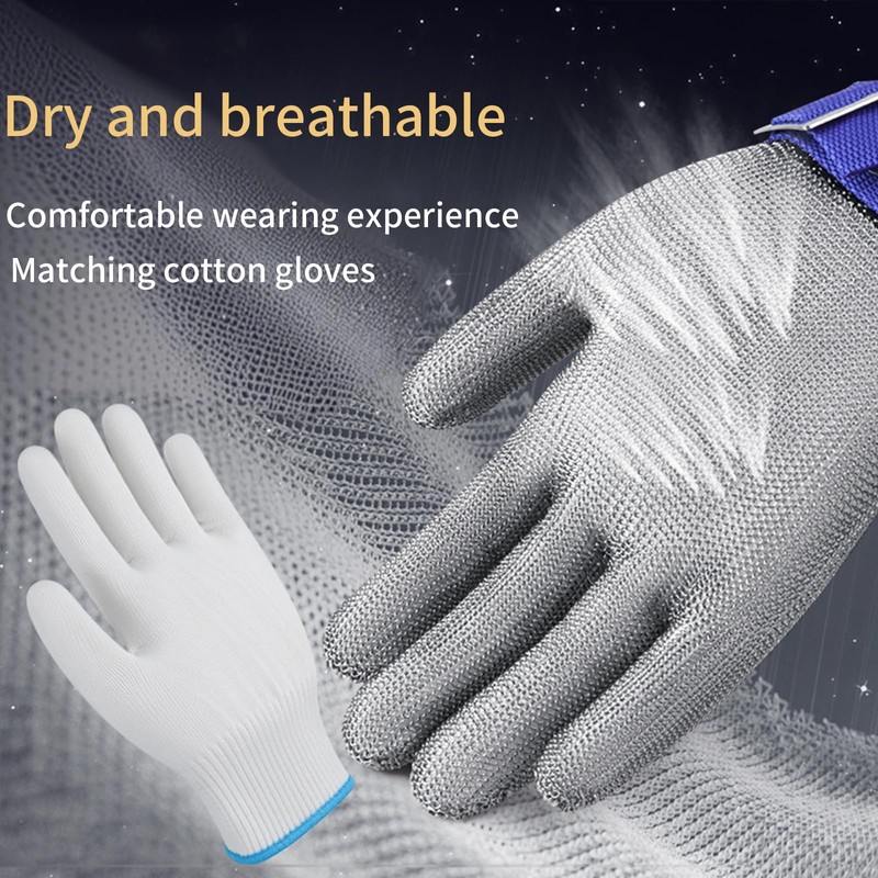 SUNRISING Cut Resistant Gloves Level 9 Certified - Stainless Steel