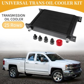 Partuto 1 Set 25 Row Universal Transmission Oil Cooler - Trailers Truck RV Trans Oil Cooler Engine Radiator Oil Cooler with 6AN 8AN Adapter Aluminum Alloy Black
