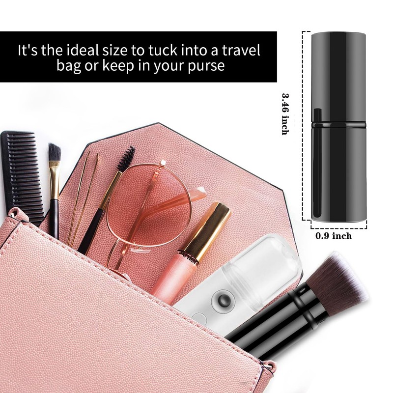 Falliny Retractable Makeup Brush, Travel Kabuki Powder Foundation Brush, Portable