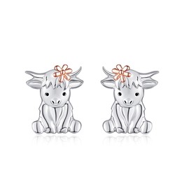 Highland Cow Stud Earrings S925 Sterling Silver Cow Earrings Highland Cow Jewellery Gift For Women Female