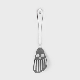 Suck UK Skull Cooking Spatula - Stainless Steel Slotted Spatula - Plastic Free Kitchen Utensil & Fish Slice - Metal Wok Turner & Flipper - Novelty Skull Gift for Gothic Home Decor & Creepy Chefs