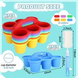 6 Pack Classroom Caddy Storage Basket with Handle,12 x 9 x 3.5 Inches Teacher Supply Storage Caddy, Plastic Cup Crayon Pen Holder for Classroom Organization, Table, Desk, Office, Craft Art