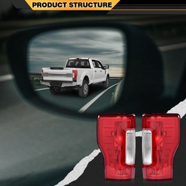 CNNELL Tail Light Lamp Left Driver Side Red Lens Chrome Housing Compatible with Ford F250 F350 Super Duty 2017-2019,Fit Factory Tail Light w/o Blind Spot Monitor Model FO2800256