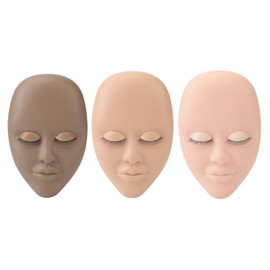 3pcs Lash Mannequin Head Double Layers Realistic Training 3D Rubber Eyelash Mannequin Head with Replaced Eyelid