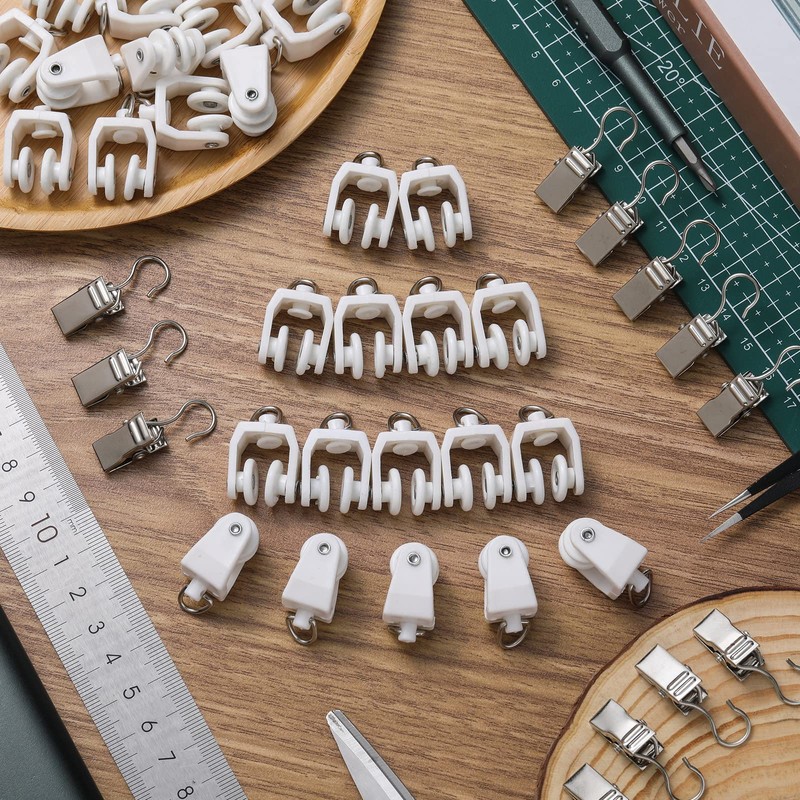 Amyhill 100 Pcs Curtain Track Roller Hooks Rail Ceiling Gliders