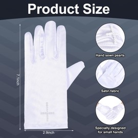 Shyyween First Communion Accessories for Girl and Boy Cross Gloves with Beaded White Satin Gloves with Rhinestone Religion Gift for First Holy Communion Birthday Party