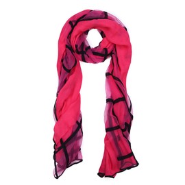 Premium 2-Layer Viscose Plaid Scarf, Hot Pink