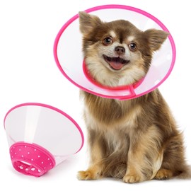 Vivifying Dog Cones for Small Dogs, Adjustable 8-9.6 Inches Soft Lightweight Elizabethan Collar for Small Dogs and Large Cats to Stop Licking Wounds After Surgery (Pink)