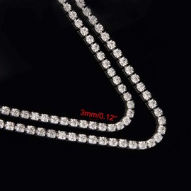 5 Yards 3MM Crystal Rhinestone Diamond Chain Trim, Rhinestones Clear Trimming Claw Chain for Crafts, Sewing, DIY, Jewelry, Wedding, Decoration (SS12/3mm, Silver)