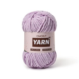 Plush Chenille Chunky Crochet Yarn - Baby Yarn for Crocheting Soft - Velvet Yarn Knitting for Blankets Crafts - Fluffy Amigurumi Yarn 50g / 65.6yd (Light Purple)