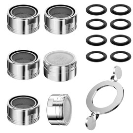 Fousenuk Set of 6 Perlator M24, Aerators for Taps with 8 Seals and 1 Chrome-Plated Key, Tap Strainer Tap Attachment for Kitchen and Bathroom, Aerator for Taps