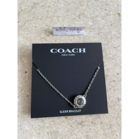 Coach New Coach New York Blue Gemstone Crystal Slider Bracelet Silver Chain