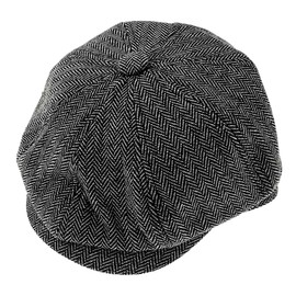 Charmylo Newsboy Style Plate Cap Peaked Cap Men Women - 8 Panel Peaky Herringbone Tweed Retro 1930s Flat Cap Gatsby Cap Flat Hat Fit, gray
