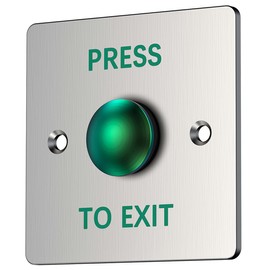 Push to Exit Button for Door Access Control with NO/COM Output, Indoor Outdoor IP68 Weatherproof 304 Stainless Steel Doorbell Type Round Exit Button Switch (OP22D-G- 86 X 86 mm)