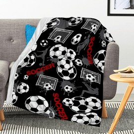 HUGTAIL Soccer Gifts for Boys，Soccer Blanket ，Soccer Team Gifts，Soccer Coach Gifts，Soccer Blanket Gifts，Soccer Team Soccer Lover Gifts for Kids Teens Adults 50"x40"
