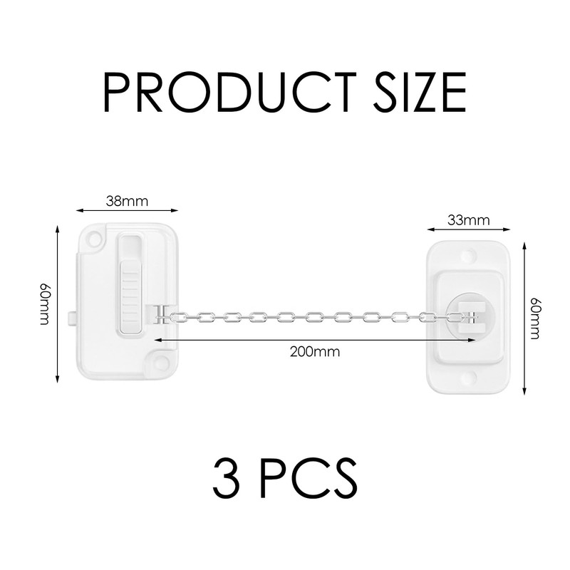 3 Pieces of White Window Safety Lock, Multi-Function Safety Lock,