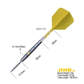 CUESOUL JIHO S6 24g Steel Tip 90% Tungsten Dart Set with Titanium Coated and Unifying ROST T19 Flight