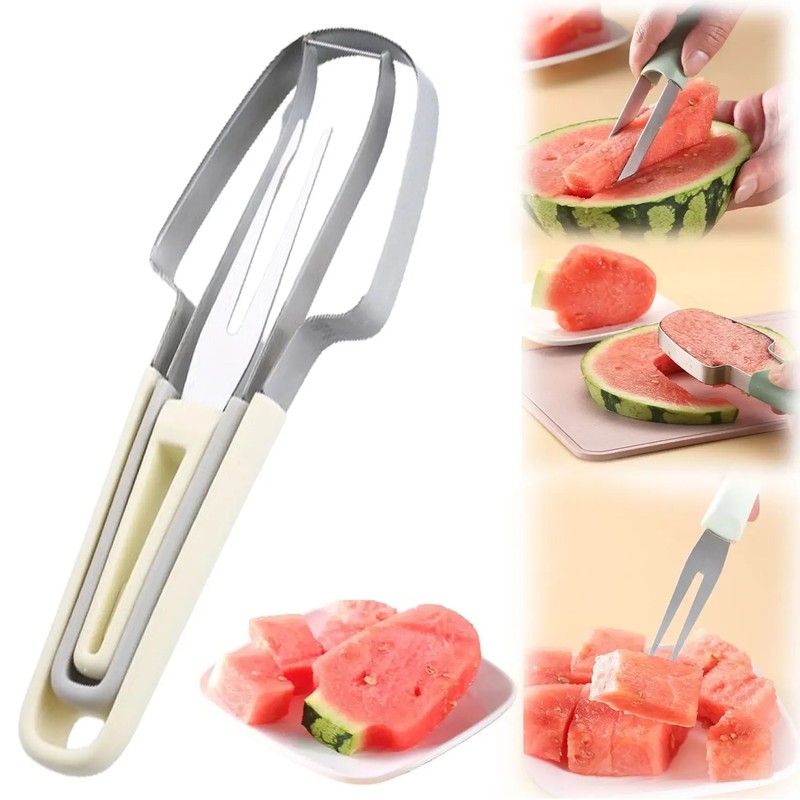 3-in-1 Watermelon Slicer Tool for Easy Serving – Stainless Steel