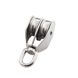 JCBIZ 1-Pack M50 Double Pulley Block Stainless Steel Heavy Duty Hardware Double Wheel Swivel Rigging Lifting Wheel Fixed Pulley Wire Rope Loading 400kg