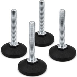 Design61 4 x Adjustment Screw Diameter 38 mm with Galvanised Adjustment Screw M8 x 70 mm (Rotatable Foot)